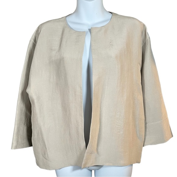 Eileen fisher taupe silk skirt & blazer set size M - Picture 2 of 10